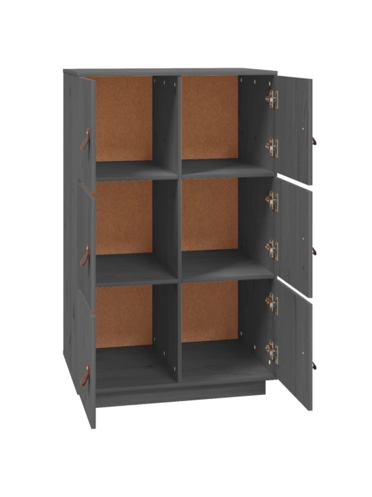 Skříň highboard šedá 67 x 40 x 108,5 cm masivní borové dřevo