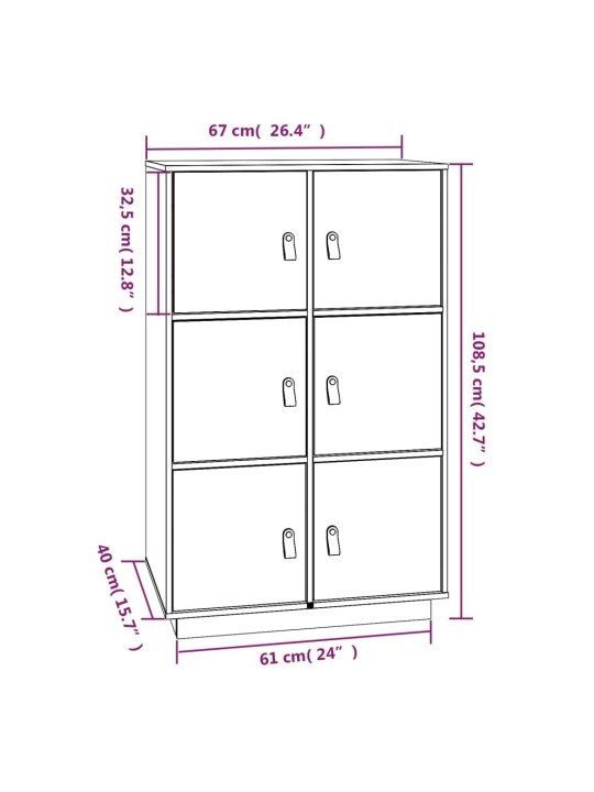 Skříň highboard šedá 67 x 40 x 108,5 cm masivní borové dřevo