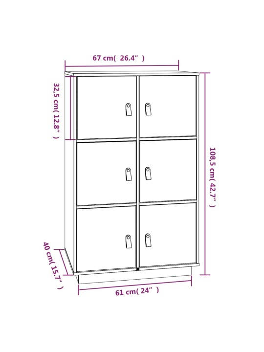 Skříň highboard medově hnědá 67x40x108,5 cm masivní borovice
