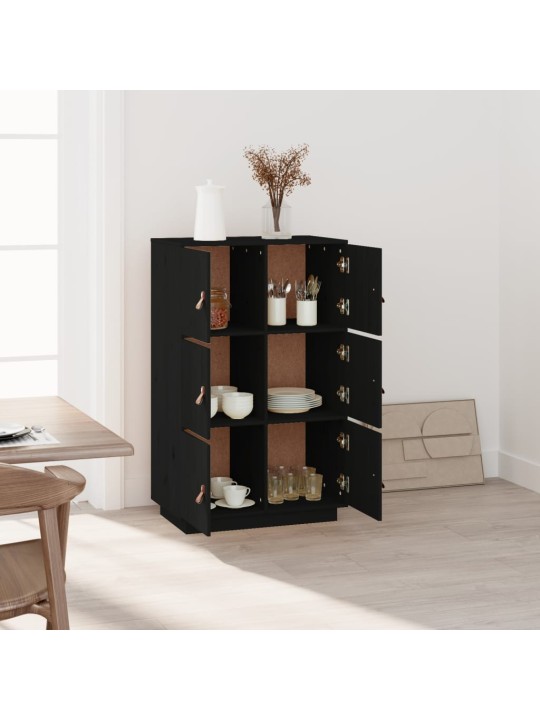Skříň highboard černá 67 x 40 x 108,5 cm masivní borové dřevo