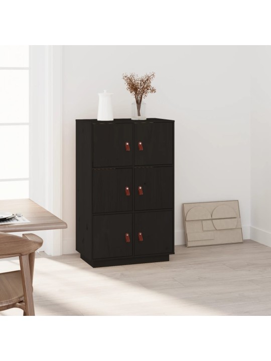 Skříň highboard černá 67 x 40 x 108,5 cm masivní borové dřevo