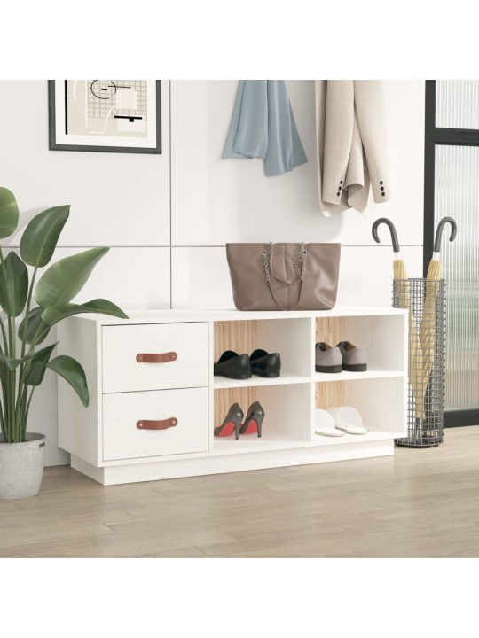 Lavice s botníkem bílá 100 x 34 x 45 cm masivní borové dřevo