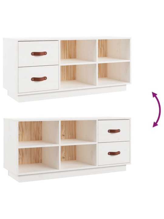 Lavice s botníkem bílá 100 x 34 x 45 cm masivní borové dřevo