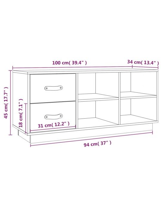 Lavice s botníkem bílá 100 x 34 x 45 cm masivní borové dřevo