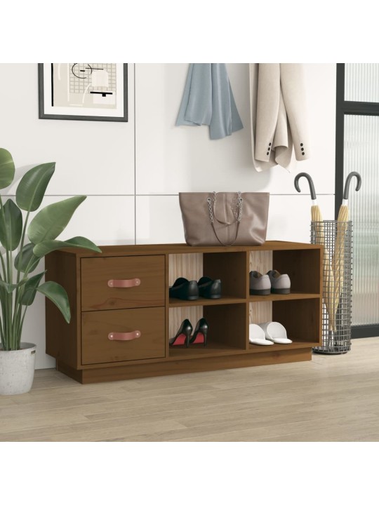 Lavice s botníkem medově hnědá 110x34x45 cm masivní borovice