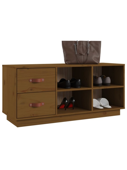 Lavice s botníkem medově hnědá 110x34x45 cm masivní borovice