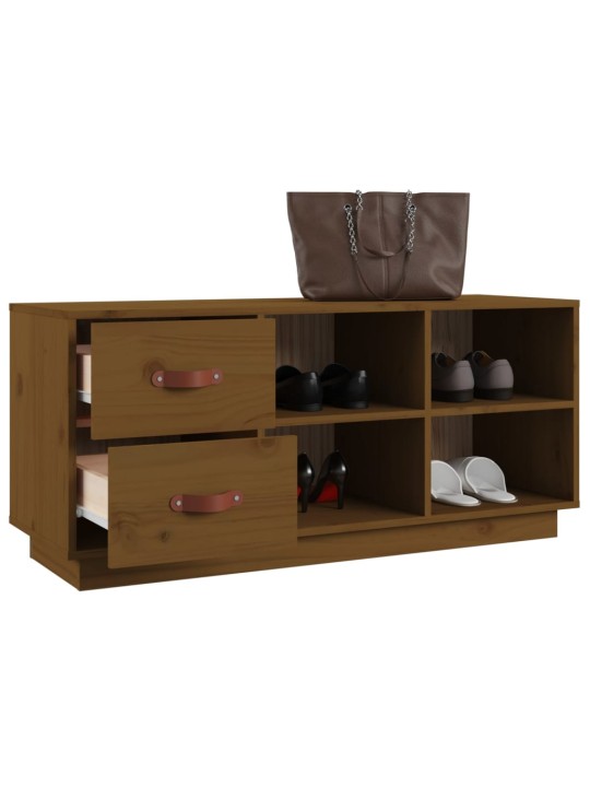 Lavice s botníkem medově hnědá 110x34x45 cm masivní borovice