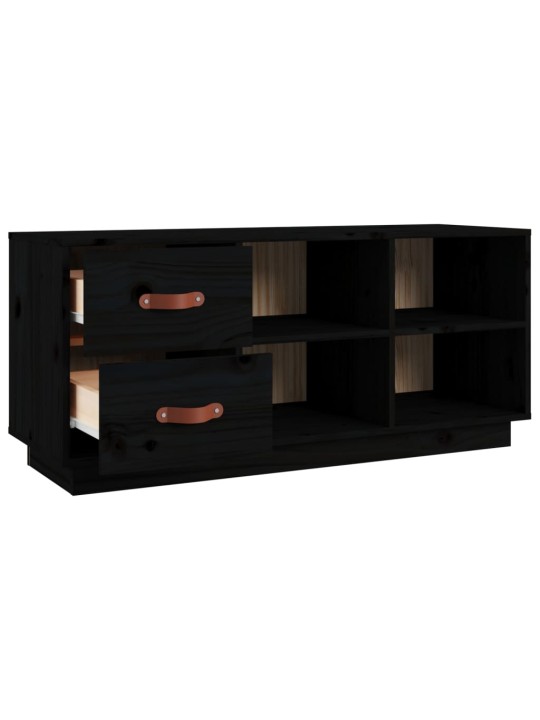 Lavice s botníkem černá 100 x 34 x 45 cm masivní borové dřevo