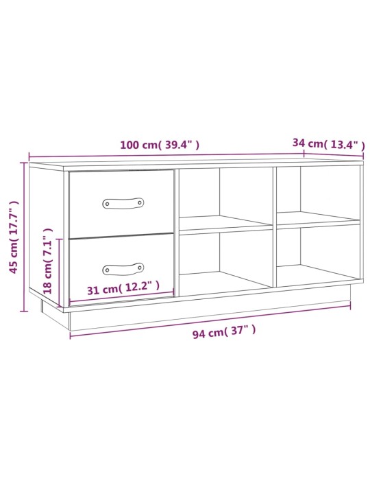 Lavice s botníkem černá 100 x 34 x 45 cm masivní borové dřevo