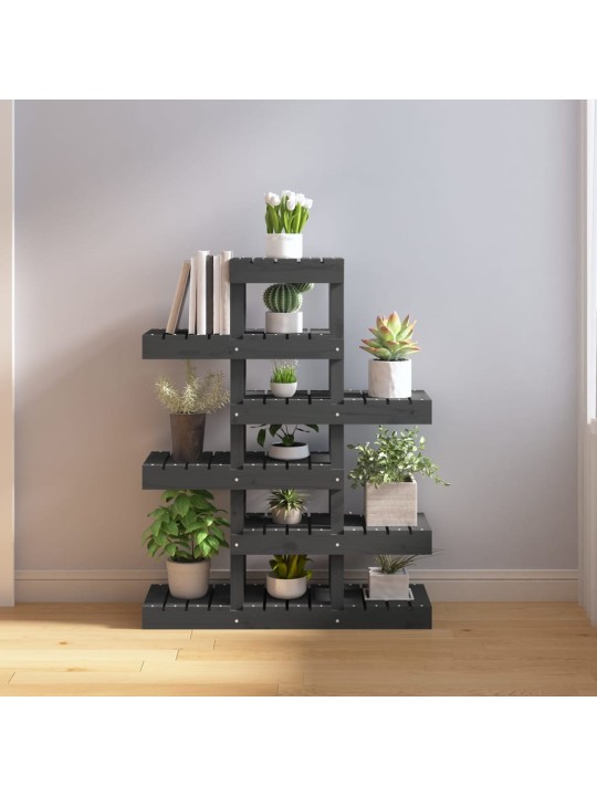Stojan na rostliny šedý 85x25x109,5 cm masivní borové dřevo