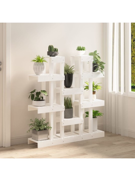 Stojan na rostliny bílý 104,5x25x109,5 cm masivní borové dřevo
