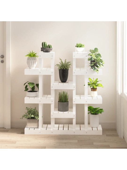 Stojan na rostliny bílý 104,5x25x109,5 cm masivní borové dřevo