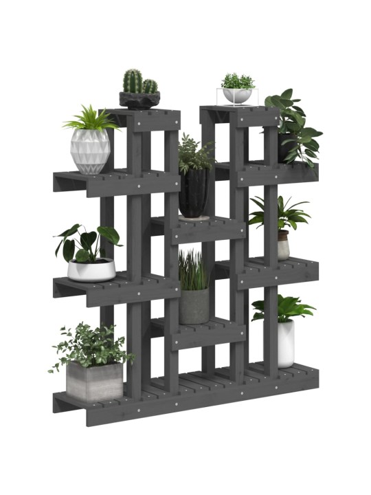 Stojan na rostliny šedý 104,5x25x109,5 cm masivní borové dřevo