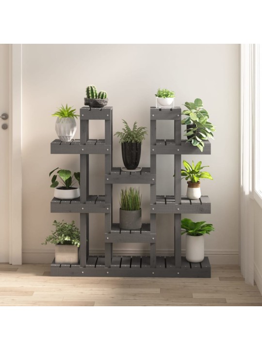 Stojan na rostliny šedý 104,5x25x109,5 cm masivní borové dřevo