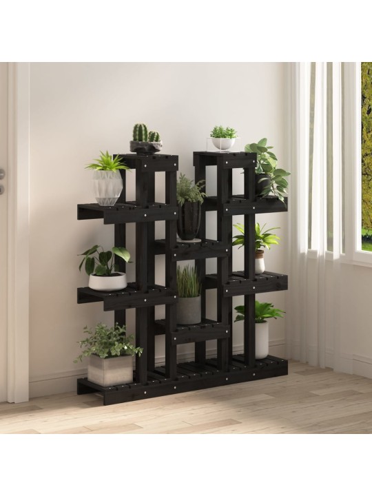 Stojan na rostliny černý 104,5x25x109,5 cm masivní borové dřevo