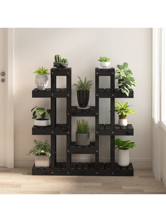 Stojan na rostliny černý 104,5x25x109,5 cm masivní borové dřevo
