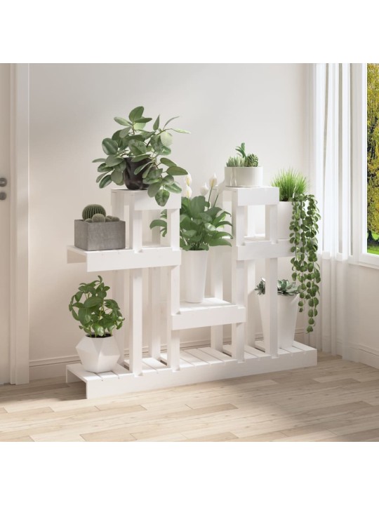 Stojan na rostliny bílý 104,5x25x77,5 cm masivní borové dřevo