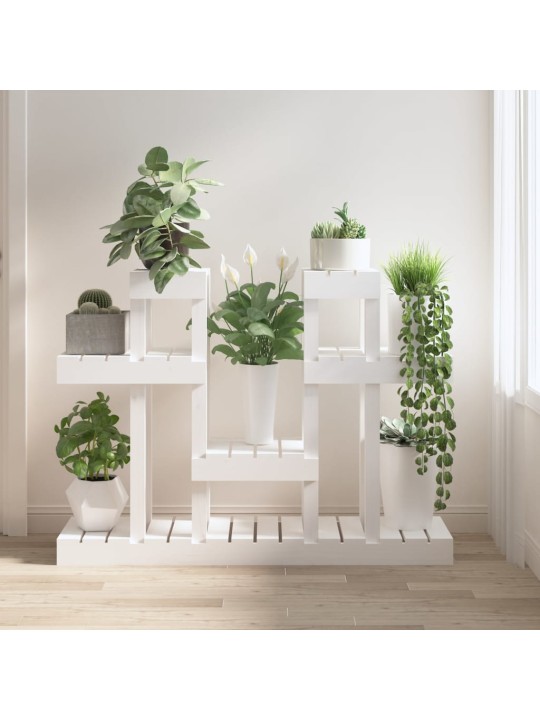 Stojan na rostliny bílý 104,5x25x77,5 cm masivní borové dřevo