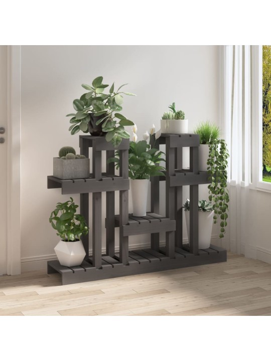 Stojan na rostliny šedý 104,5x25x77,5 cm masivní borové dřevo