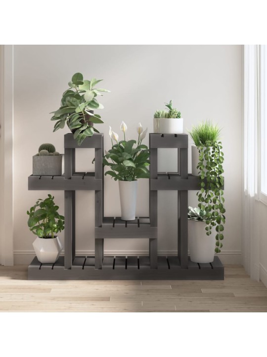 Stojan na rostliny šedý 104,5x25x77,5 cm masivní borové dřevo