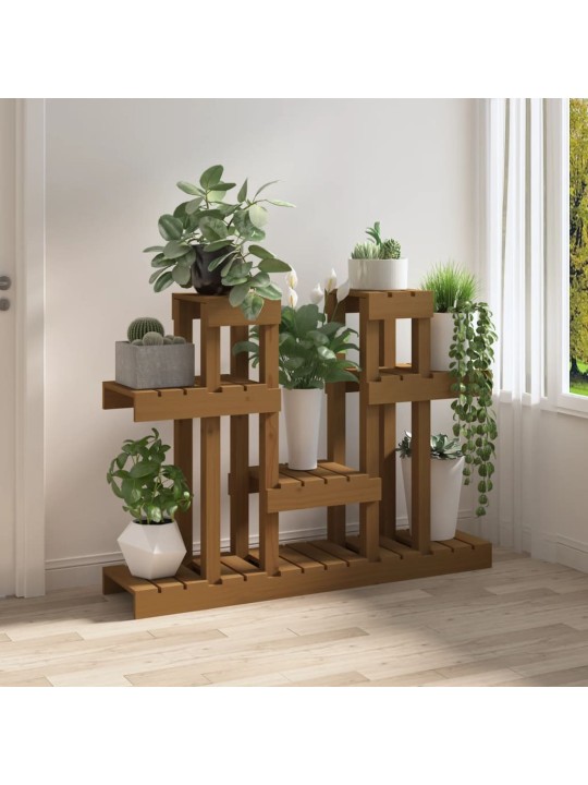 Stojan na rostliny medově hnědý 104,5x25x77,5 cm masiv borovice