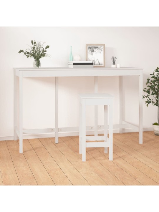 Barový stůl bílý 180 x 80 x 110 cm masivní borové dřevo