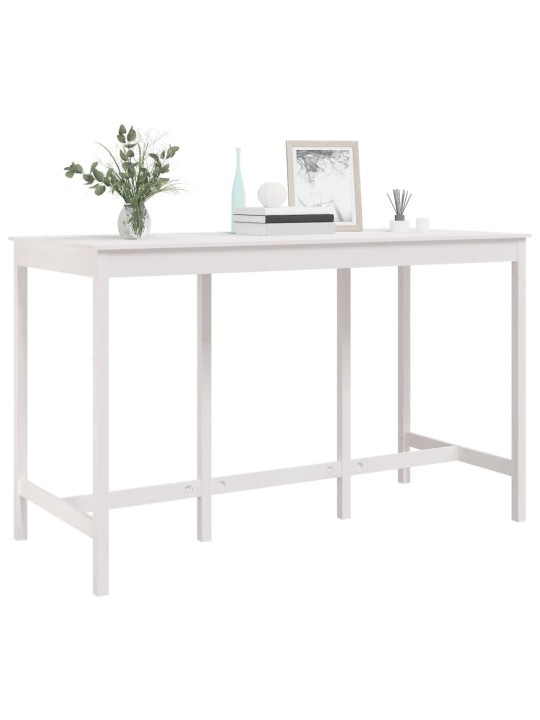 Barový stůl bílý 180 x 80 x 110 cm masivní borové dřevo