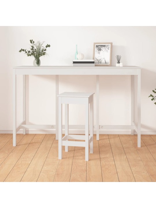 Barový stůl bílý 180 x 80 x 110 cm masivní borové dřevo
