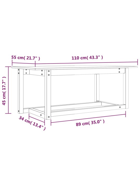 Konferenční stolek 110 x 55 x 45 cm masivní borové dřevo