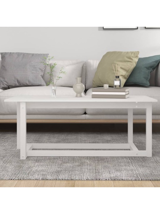 Konferenční stolek bílý 110 x 55 x 45 cm masivní borové dřevo