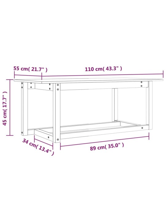 Konferenční stolek bílý 110 x 55 x 45 cm masivní borové dřevo
