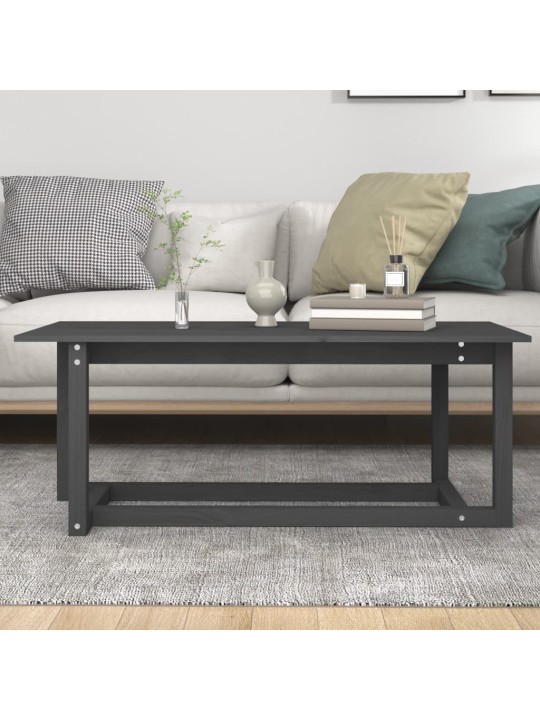 Konferenční stolek šedý 110 x 55 x 45 cm masivní borové dřevo