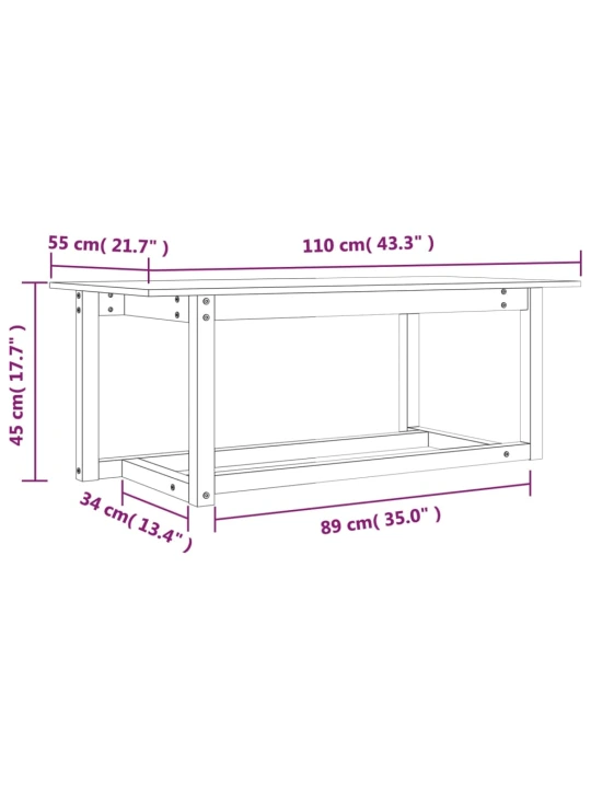 Konferenční stolek šedý 110 x 55 x 45 cm masivní borové dřevo