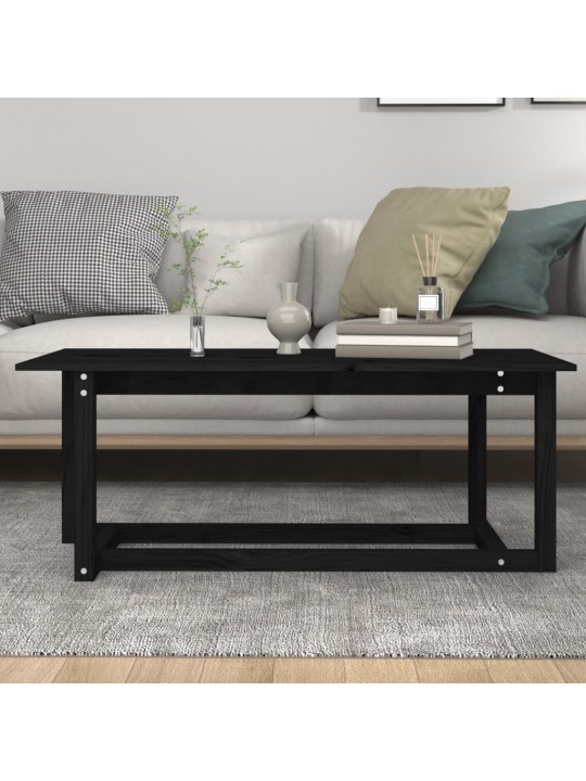 Konferenční stolek černý 110 x 55 x 45 cm masivní borové dřevo