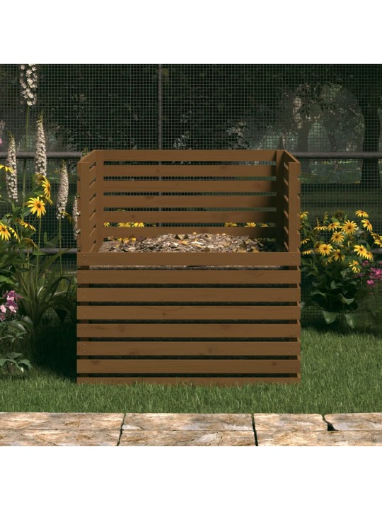 Kompostér medově hnědý 100 x 100 x 102 cm masivní borové dřevo