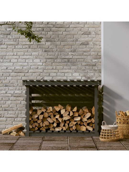 Stojan na dřevo šedý 108x73x79 cm masivní borovice