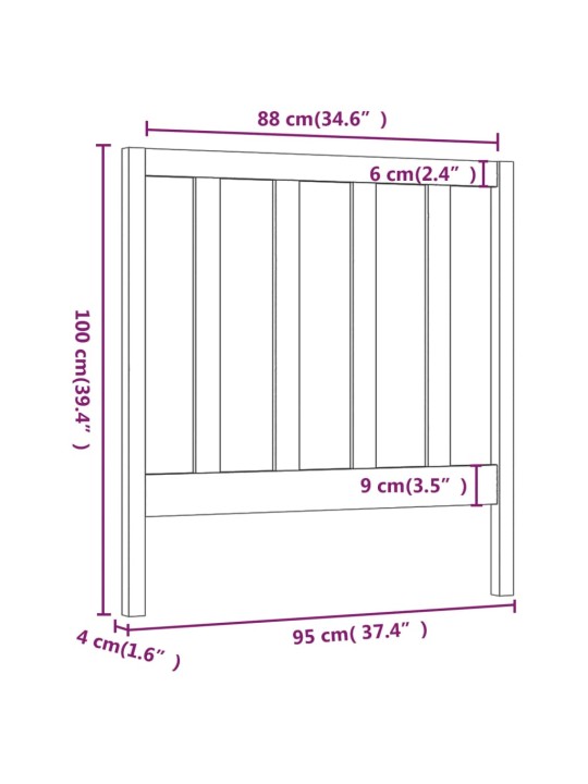 Čelo postele 95 x 4 x 100 cm masivní borovice