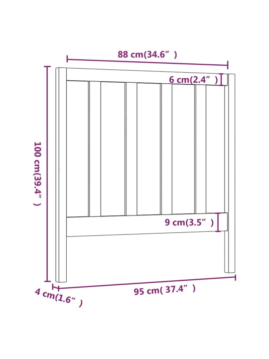 Čelo postele 95 x 4 x 100 cm masivní borovice