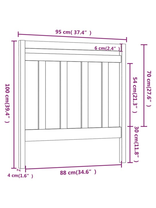 Čelo postele 95 x 4 x 100 cm masivní borovice