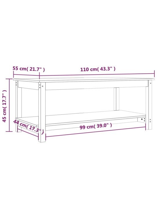 Konferenční stolek 110 x 55 x 45 cm masivní borové dřevo