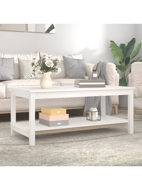 Konferenční stolek bílý 110 x 55 x 45 cm masivní borové dřevo