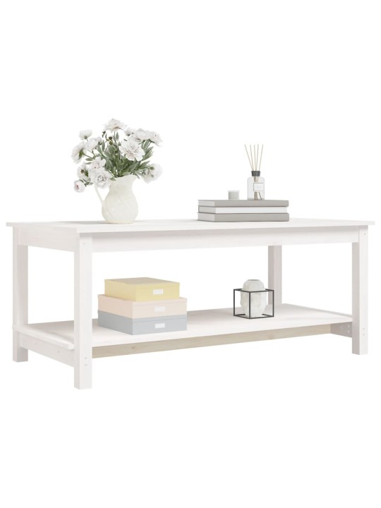 Konferenční stolek bílý 110 x 55 x 45 cm masivní borové dřevo
