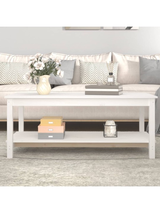Konferenční stolek bílý 110 x 55 x 45 cm masivní borové dřevo