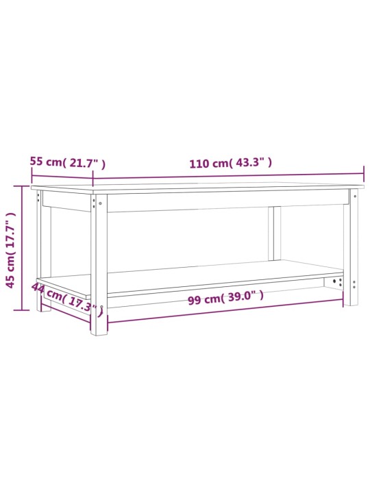 Konferenční stolek černý 110 x 55 x 45 cm masivní borové dřevo
