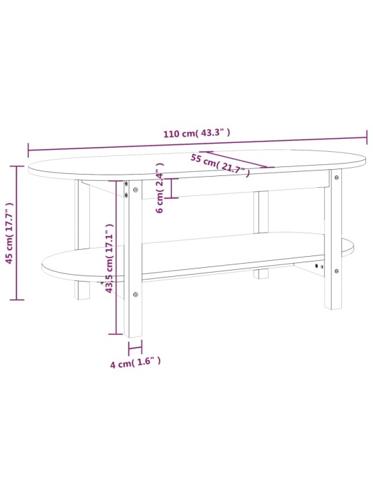 Konferenční stolek 110 x 55 x 45 cm masivní borové dřevo
