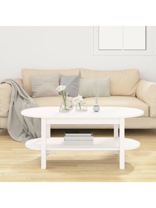 Konferenční stolek bílý 110 x 55 x 45 cm masivní borové dřevo