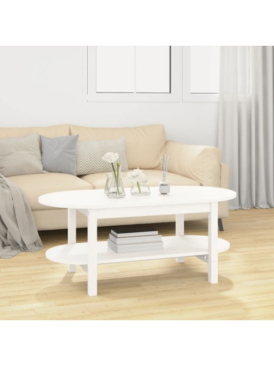 Konferenční stolek bílý 110 x 55 x 45 cm masivní borové dřevo