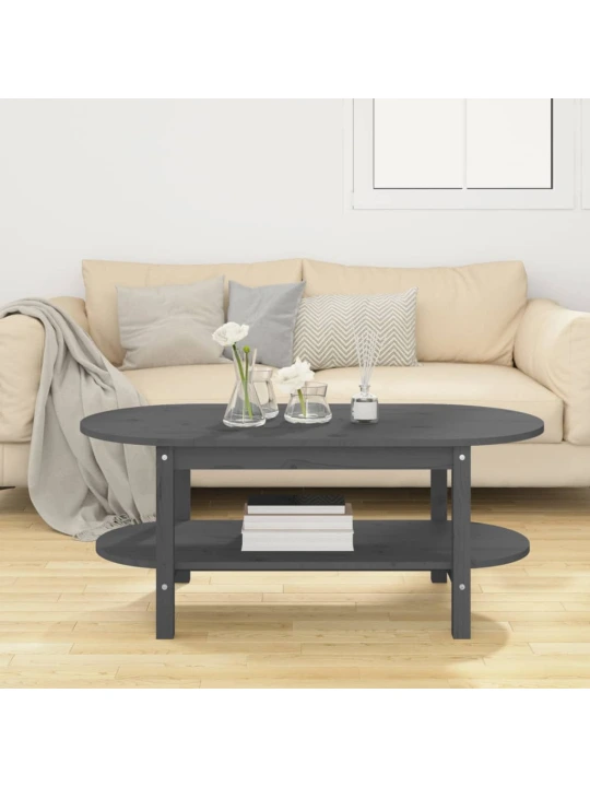 Konferenční stolek šedý 110 x 55 x 45 cm masivní borové dřevo