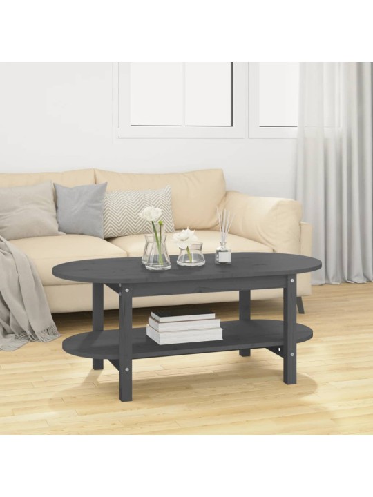 Konferenční stolek šedý 110 x 55 x 45 cm masivní borové dřevo