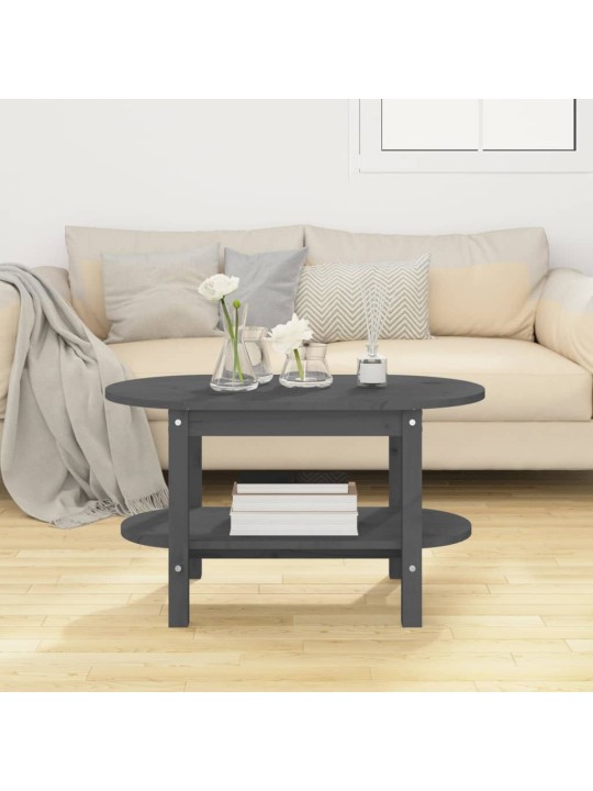 Konferenční stolek šedý 80 x 45 x 45 cm masivní borové dřevo